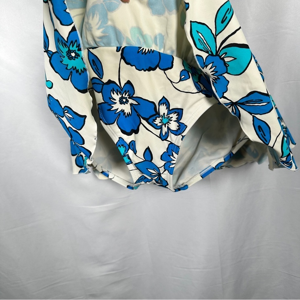 Always For Me Plus Size Halter Ruched Floral Retro Swimdress 16W Blue Vacation - Picture 12 of 12
